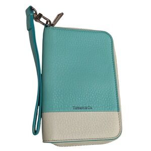 Tiffany & Co. Tiffany Blue & off White Colorblock Zip Wallet Wristlet Italy